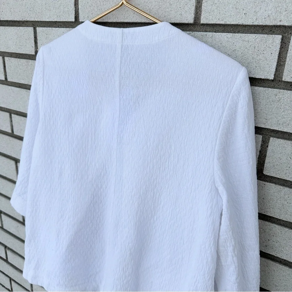 Eileen Fisher Organic Cotton Double Weave White Crinkle Jacket S Minimalist - Picture 6 of 11